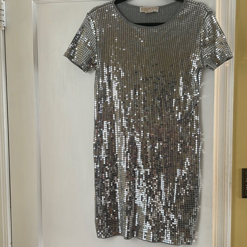 SPARKLE!Michael Kors Silver Sequin Sparky dress in size M
